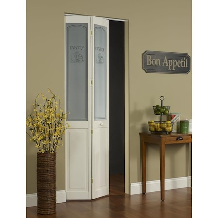 Parche 30 x 80 in. Half Glass Pantry Bifold Door, Unfinished Pine PA3568703